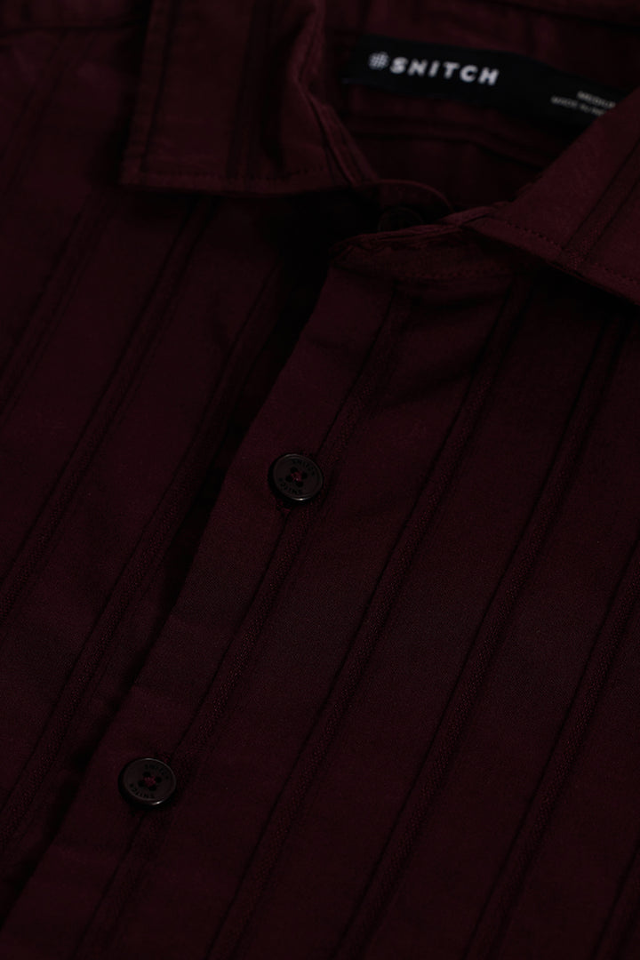 Burgundy Self Striped Shirt