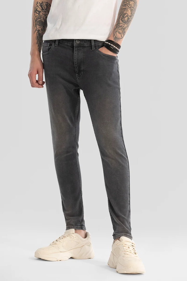 Charcoal Grey Plain Skinny Fit Jeans