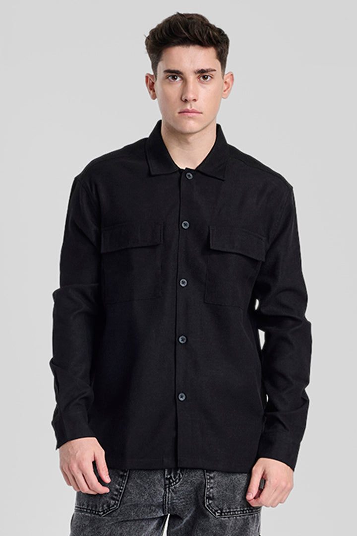 Black Double Pocket Overshirt