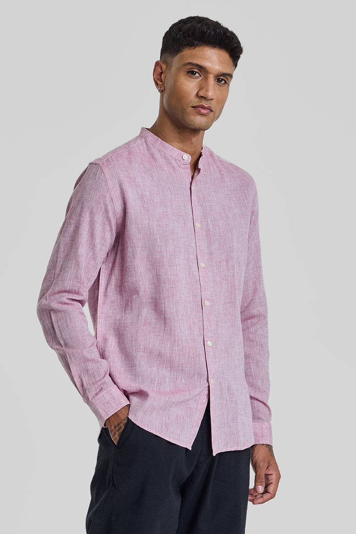 Light Pink Textured Linen Shirt