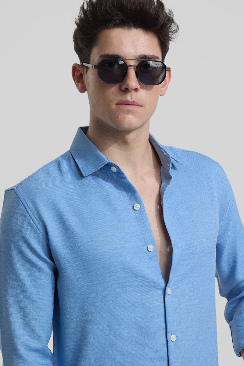 Sea Blue Textured Shirt