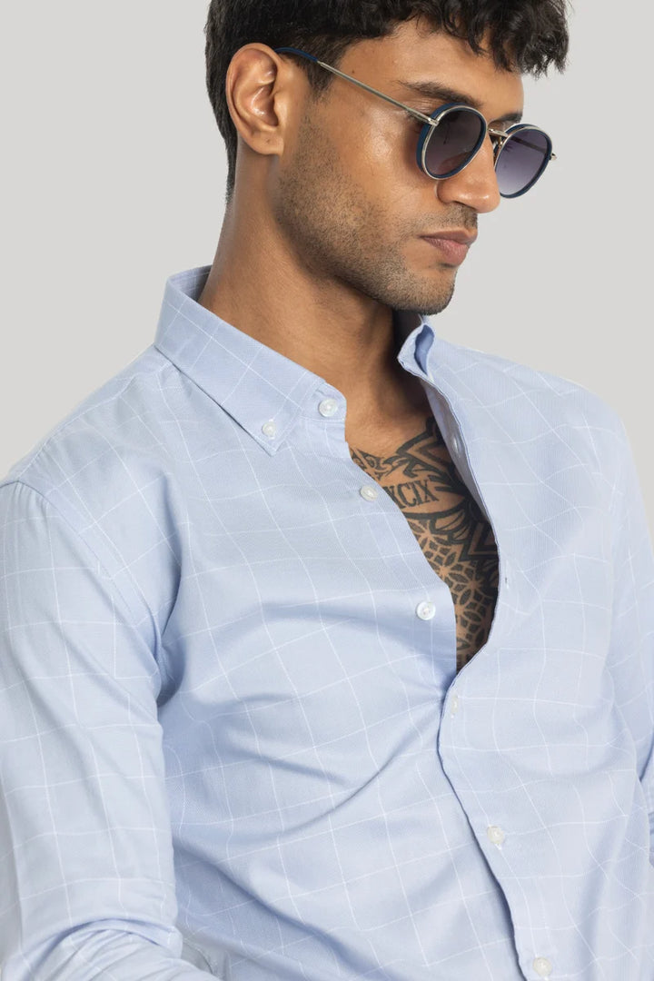 Giuliano Light Blue Checks Shirt