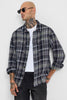 Black Flannel Checks Relaxed Fit Overshirt