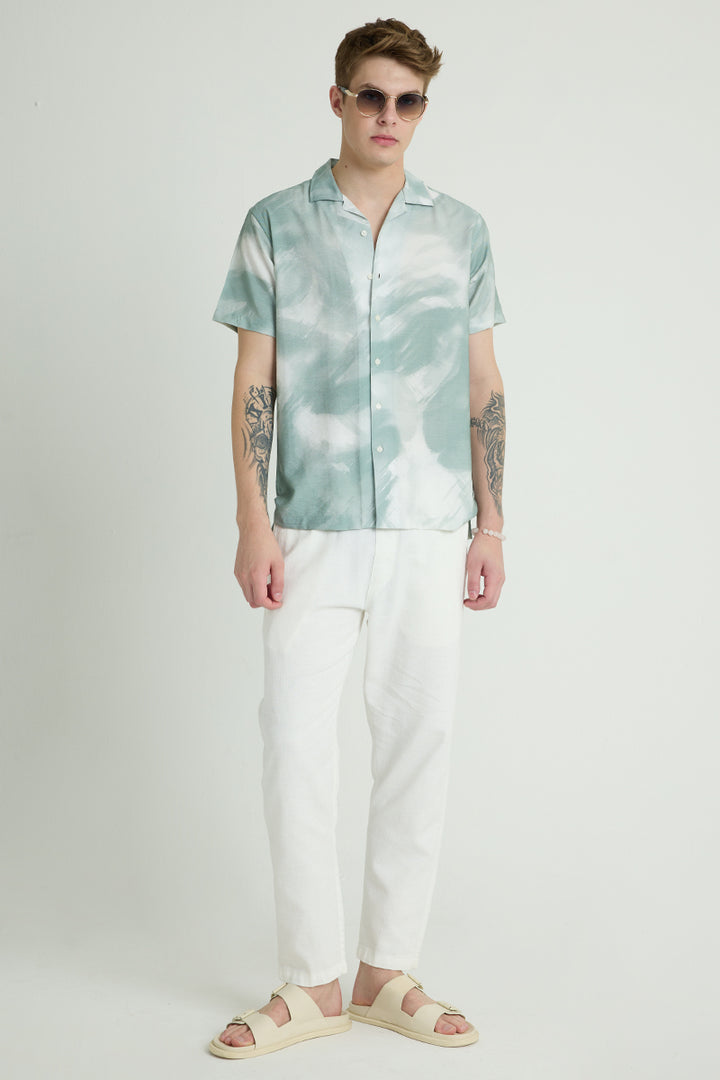 Light Green Cuban Abstract Shirt