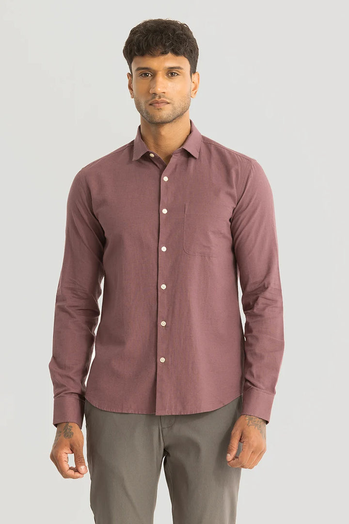 Claudio Mauve Plain Linen Shirt