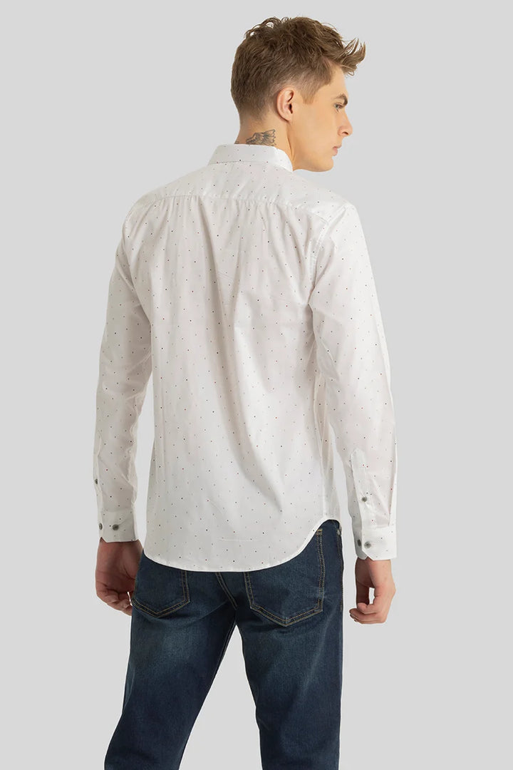 White Printed Slim Fit Shirt