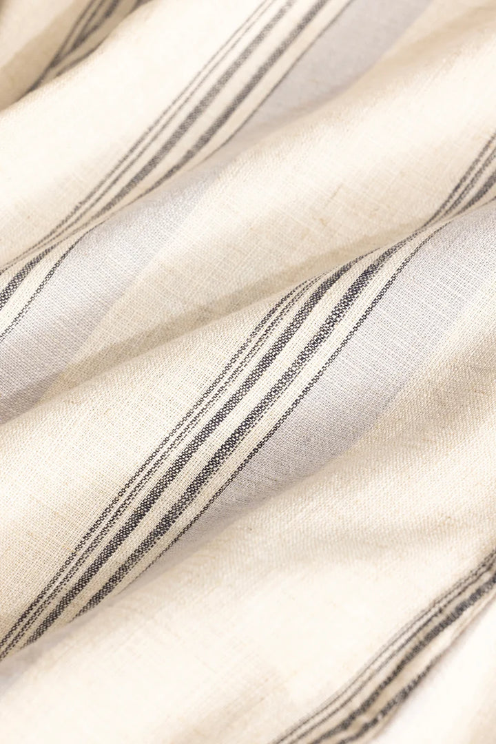 Cream Stripes Linen Blend Shirt