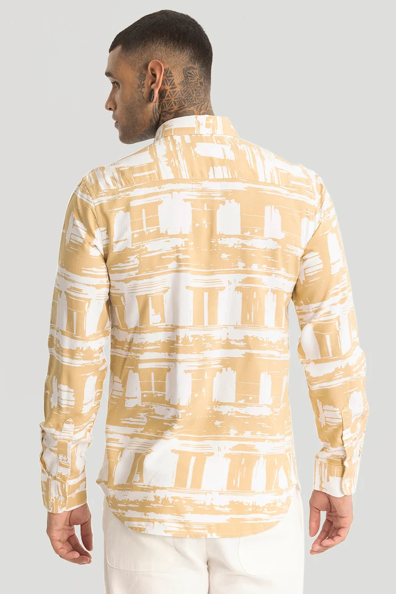 Yellow Abstract Slim Fit Shirt