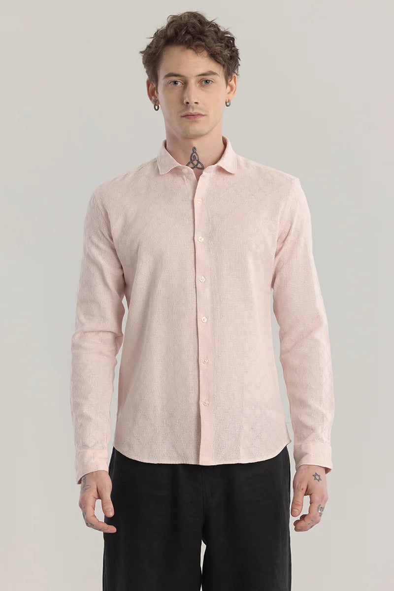 Quiltrend Pink Self Design Shirt