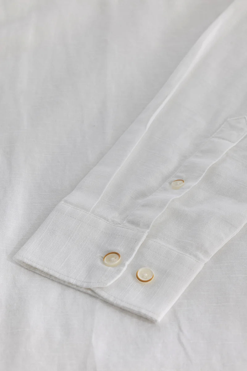 White Plain Linen Blend Shirt