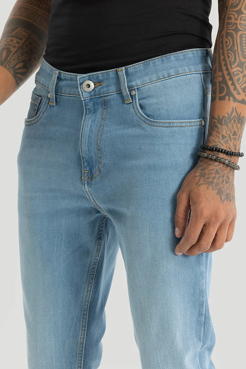 Slick Sky Blue Plain Slim Fit Jeans