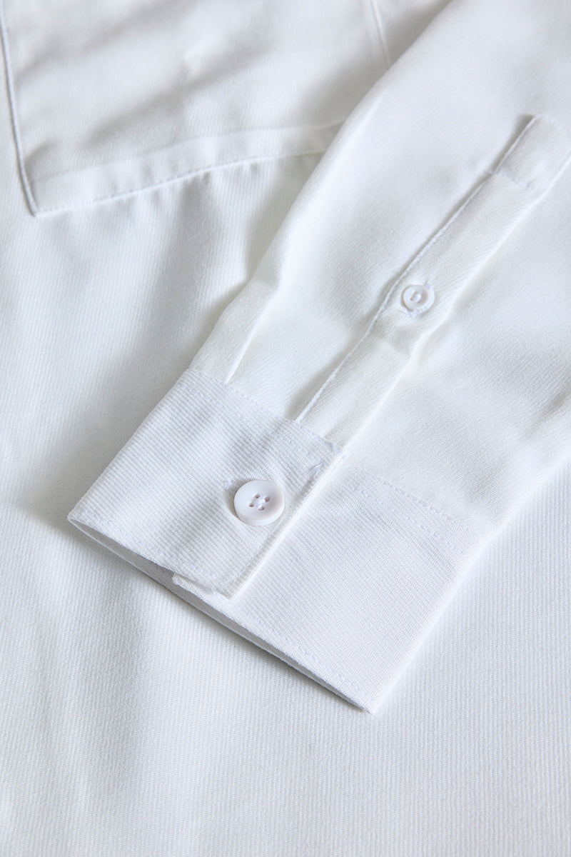 White Double Pocket Overshirt