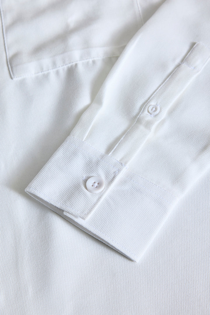 White Double Pocket Overshirt