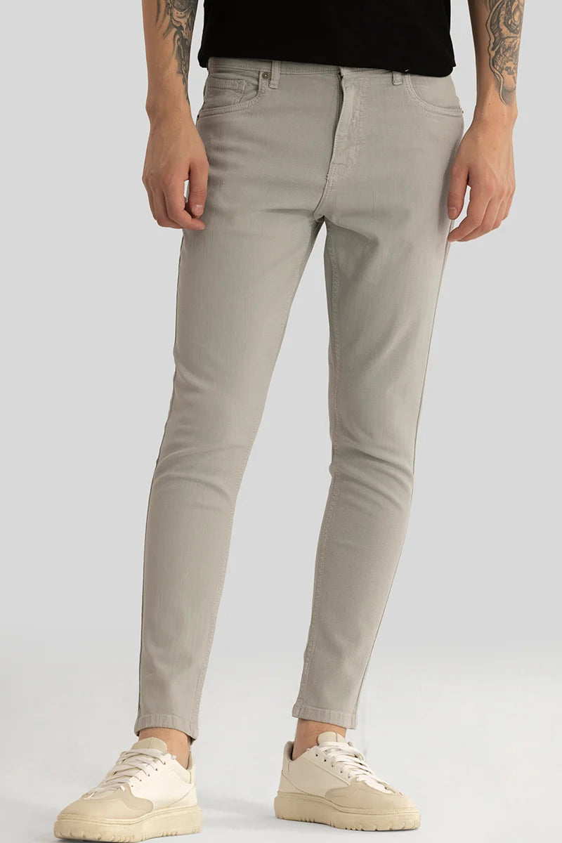 Quantum Grey Plain Skinny Fit Jeans