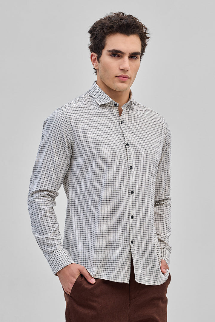 White Mini Checks Slim Fit Shirt