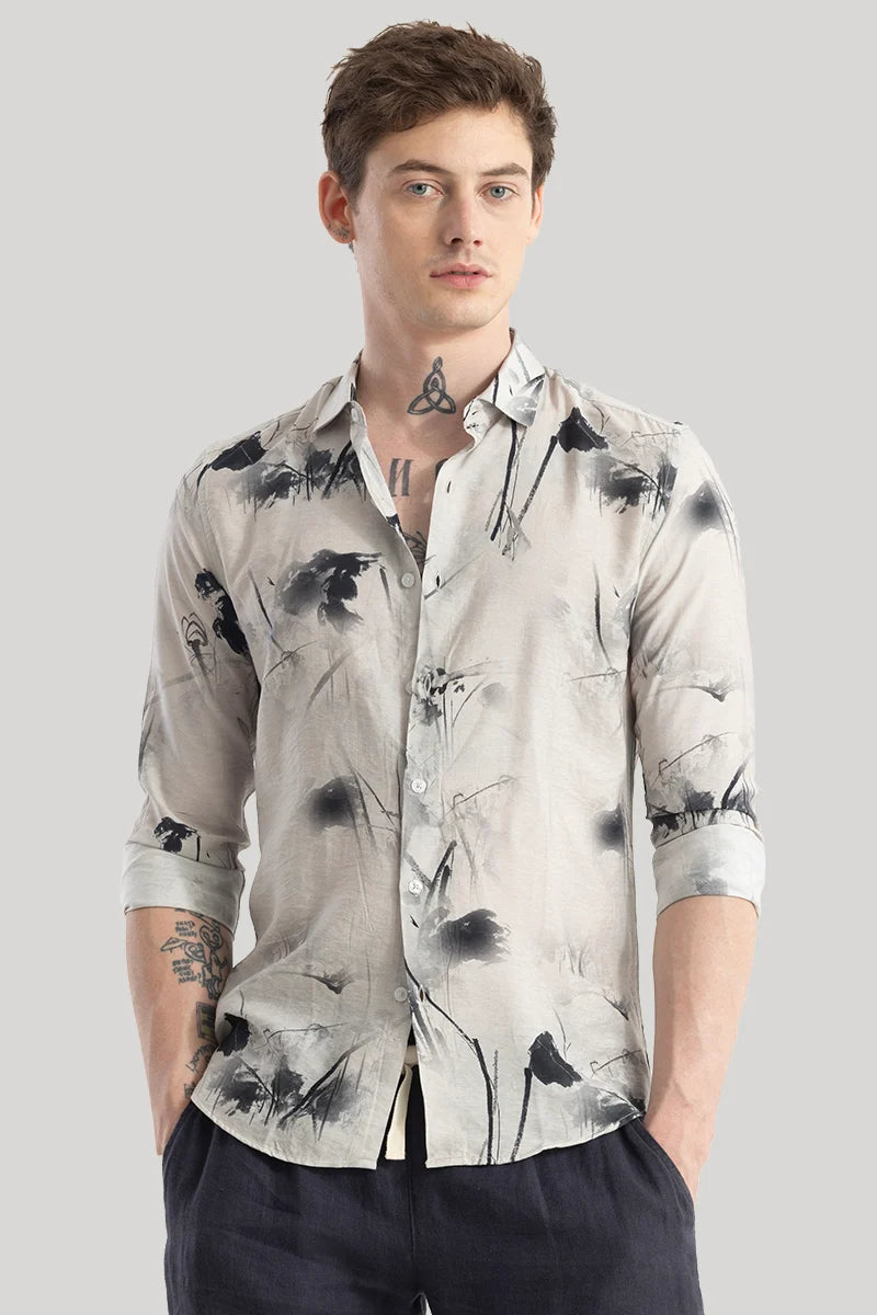 Axel Light Grey Abstract Shirts