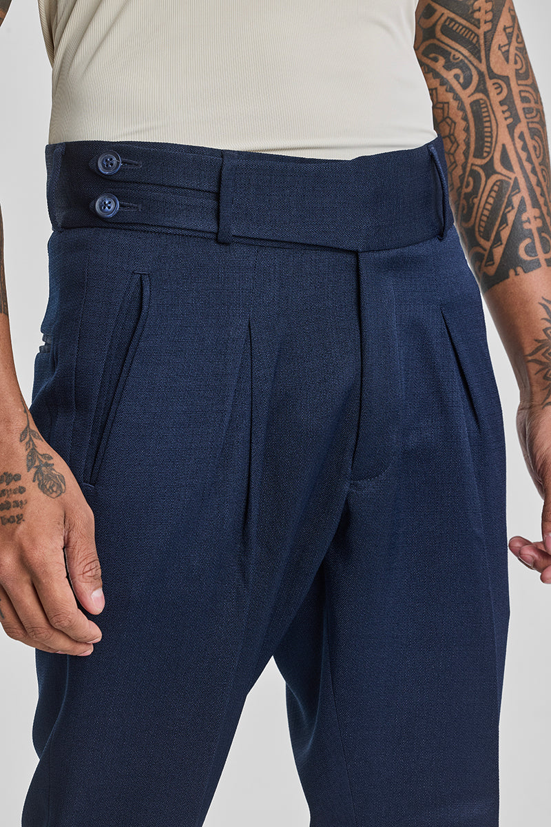 Dark Blue Relaxed Fit Korean Trousers