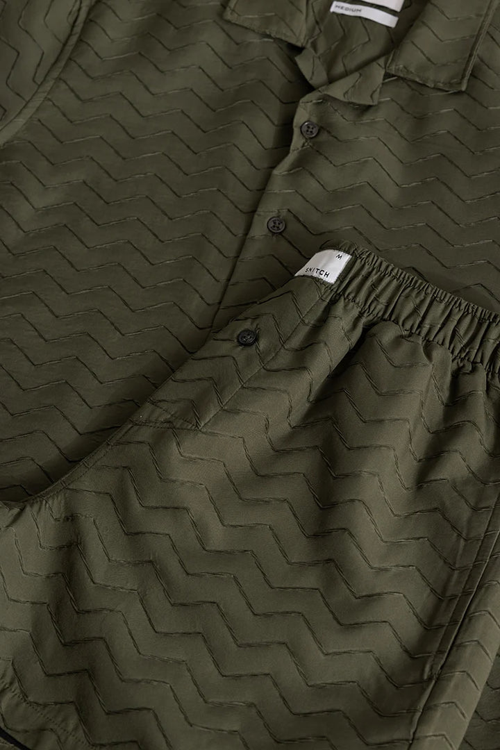 Cross Wave Olive Textured Co-Ords