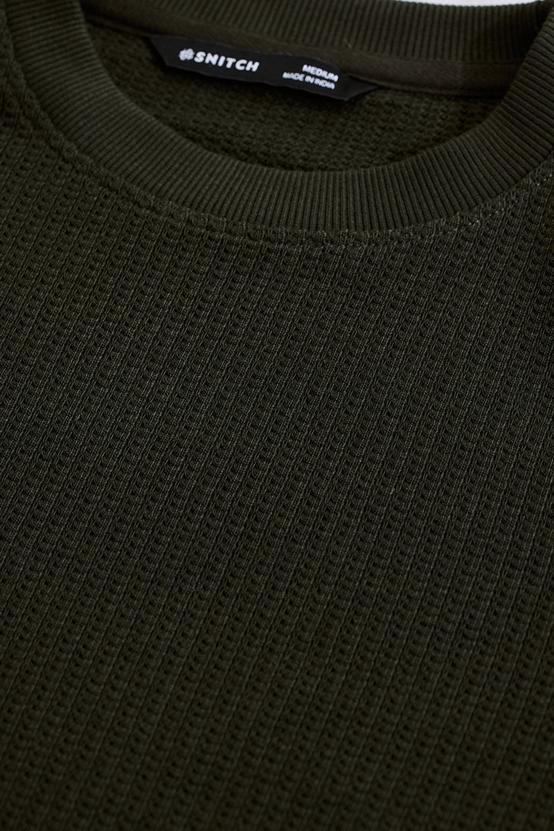 Olive Textured Sweatshirt