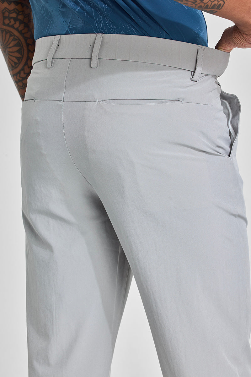 Light Grey Slim Fit Stretch Chinos