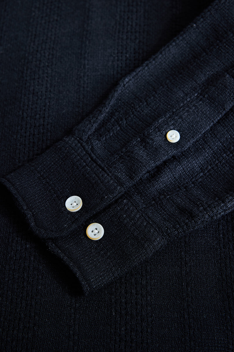 Black Knitted Slim Fit Shirt