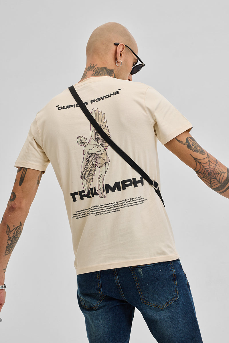 Triumph Beige Printed Slim Fit T-Shirt