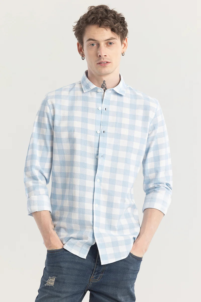 Patternoir Sky Blue Checks Shirt