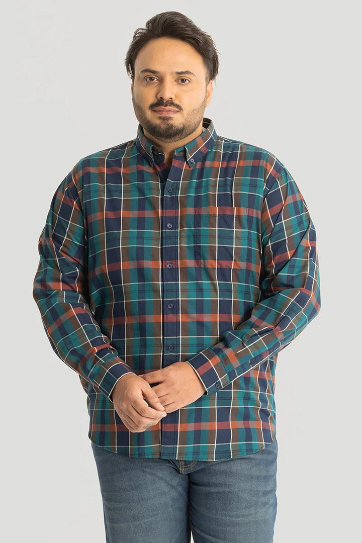 Adriano Blue Checks Plus Size Shirt