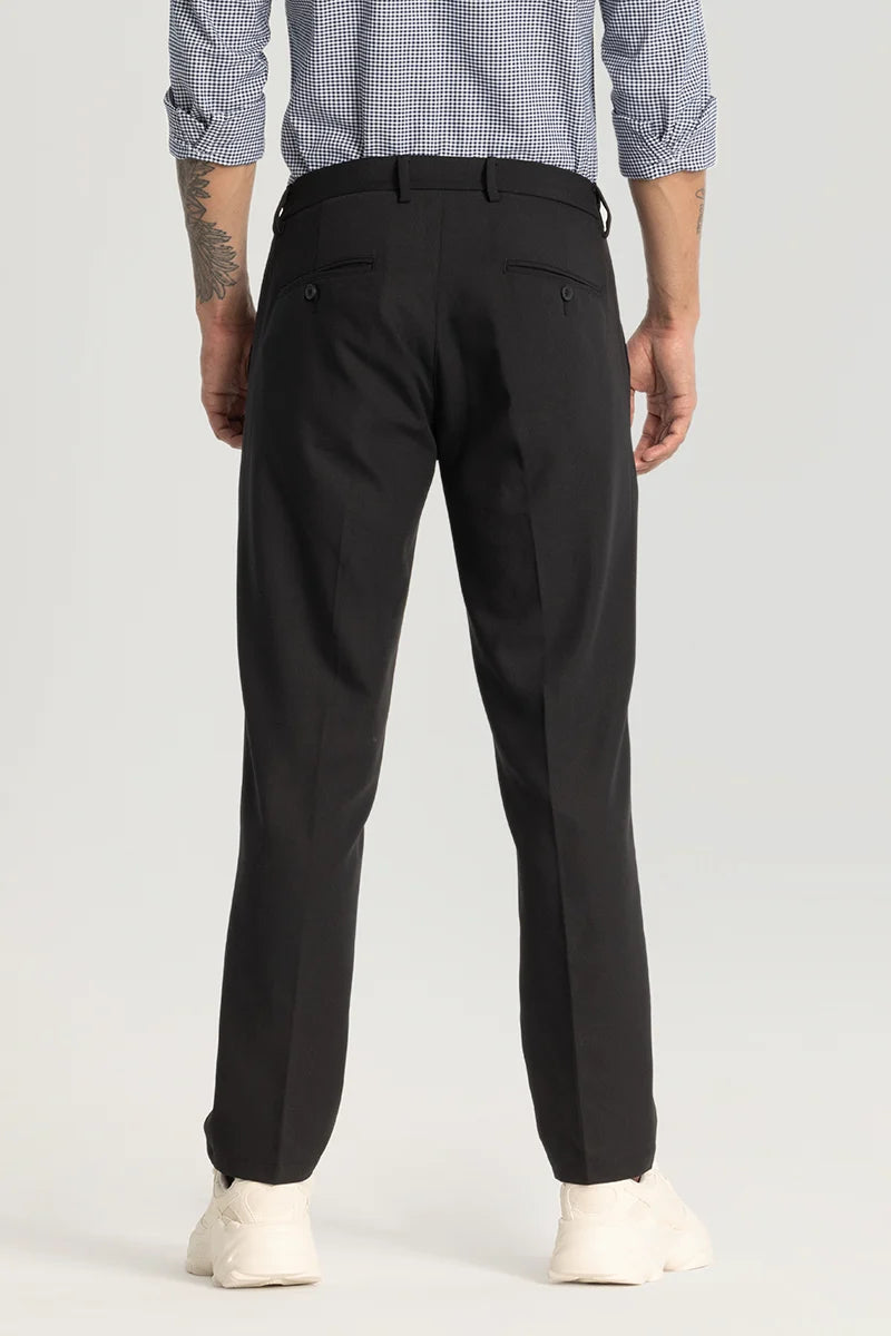 Charcoal Grey Plain Regular Fit Trousers