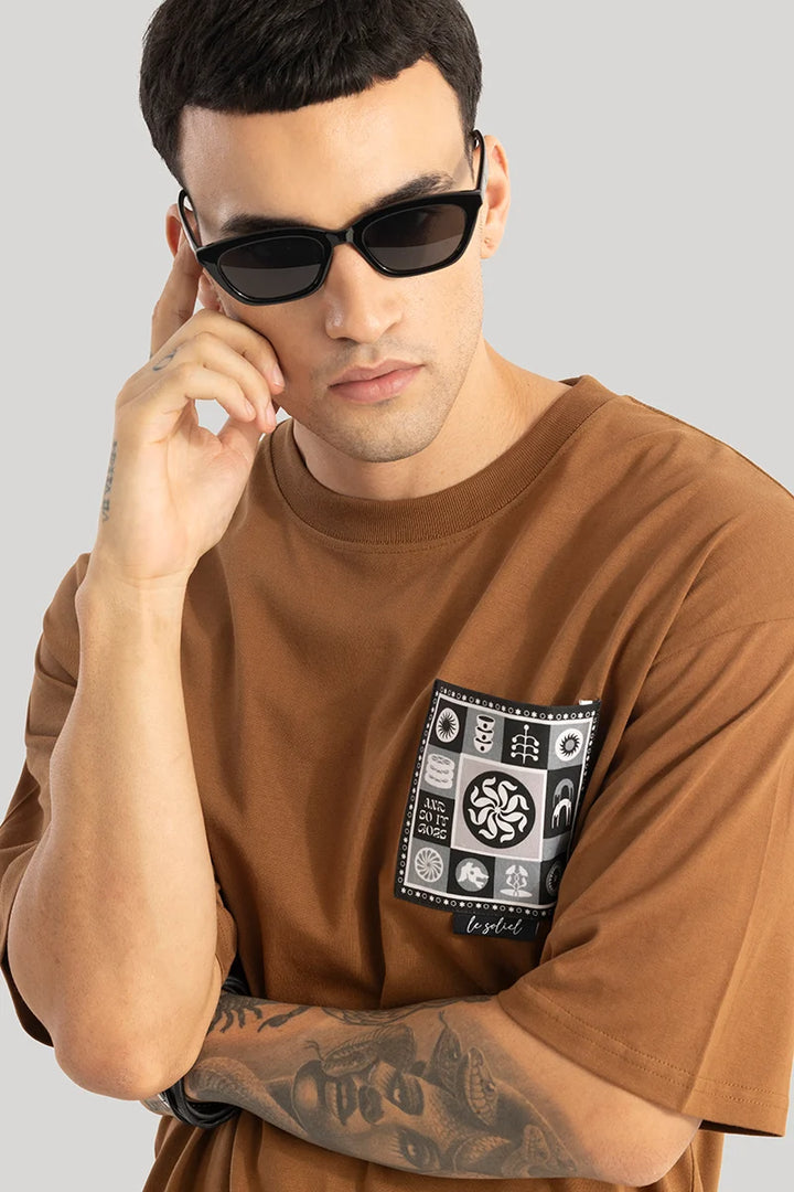 Le Soliel Brown Oversized T-Shirt