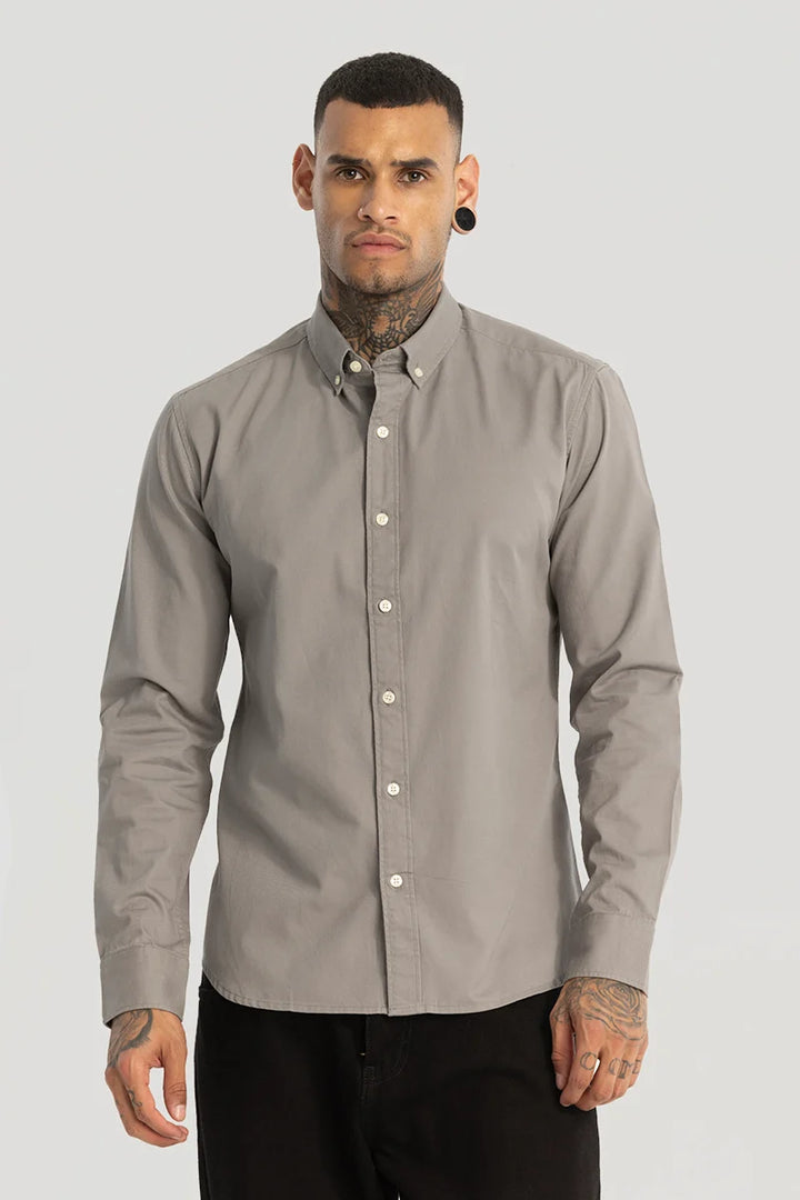 Grey Elbow Patch Oxford Shirt