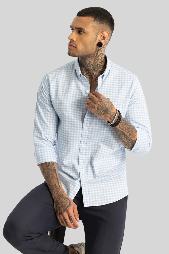 Light Blue Gingham Checks Shirt