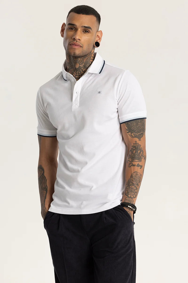 White Slim Fit Polo T-Shirt