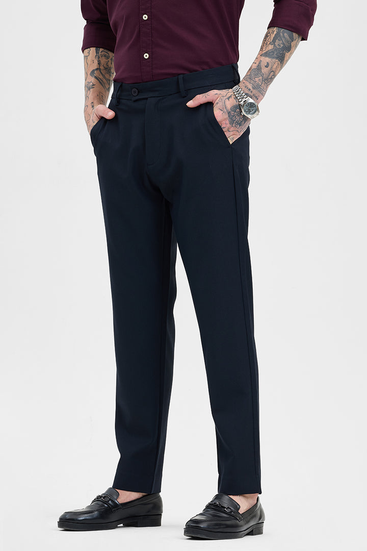 Navy Stretch Slim Fit Trousers