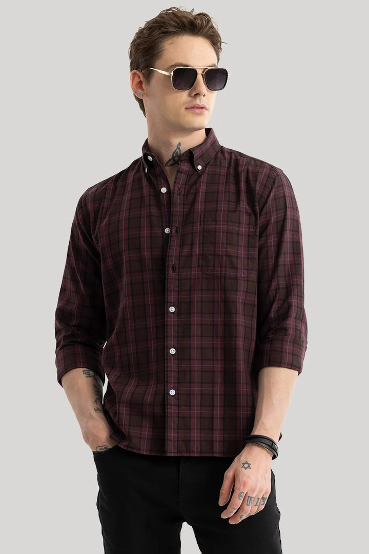 Enzo Dark Brown Checks Shirt