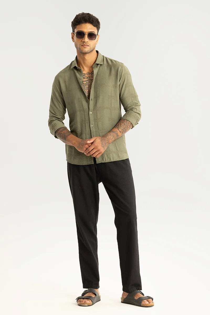 Buy Men's Pauline Olive Embroidered Shirt Online | Snitch – SNITCH