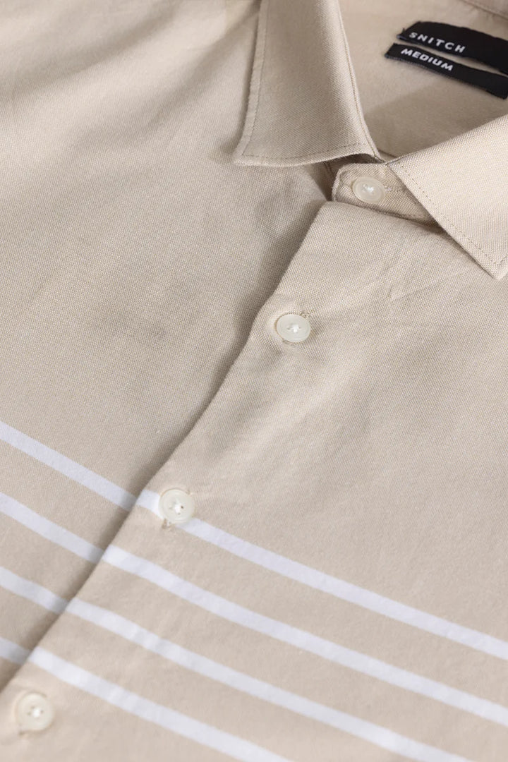 Line Thread Stripe Beige Shirt