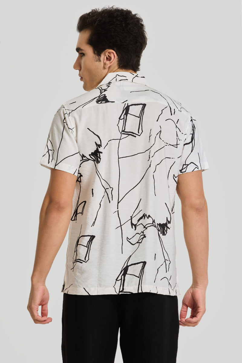 White Cuban Abstract Shirt