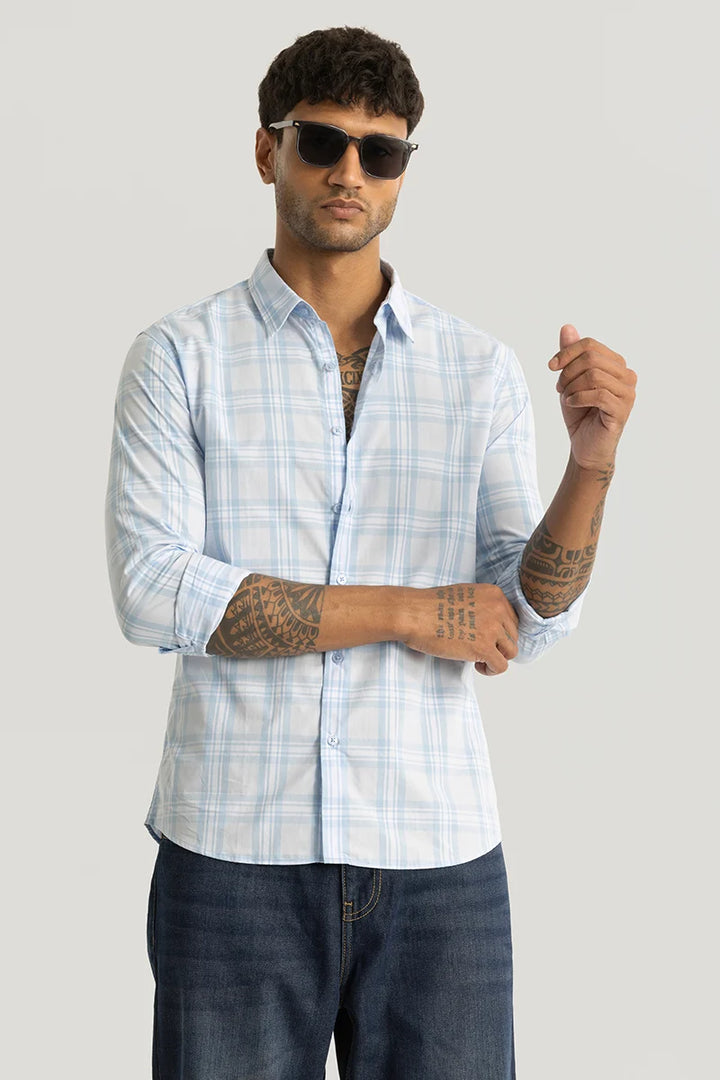 Luc Light Blue Checks Shirt