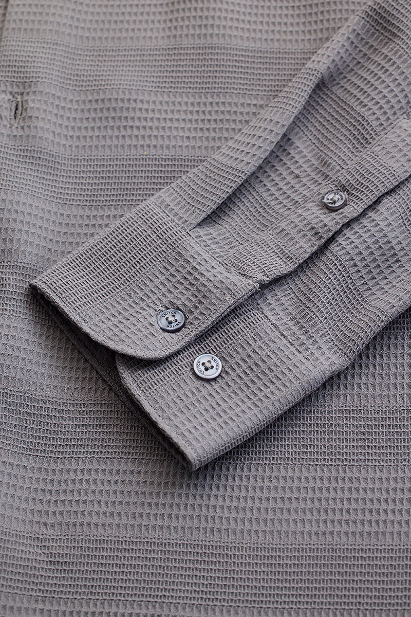 Grey Textured Slim Fit Shirt