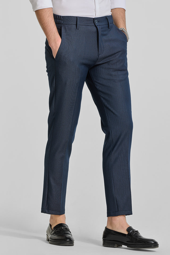 Navy Stretch Slim Fit Trousers