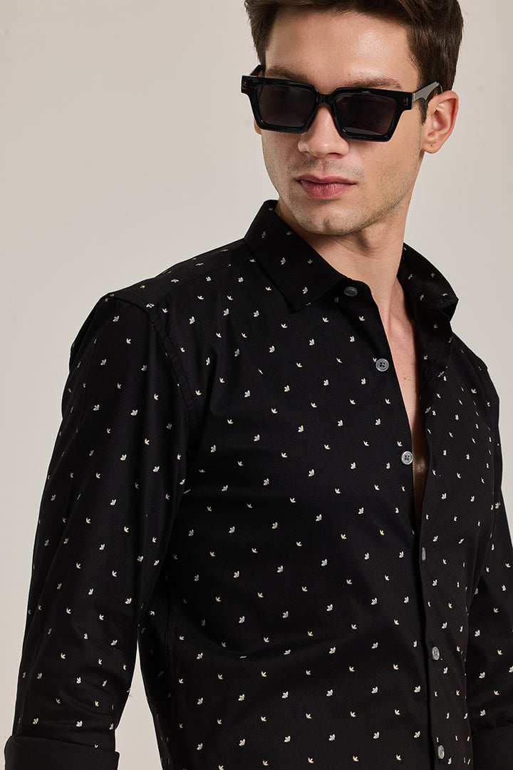 Black Printed Slim Fit Shirt