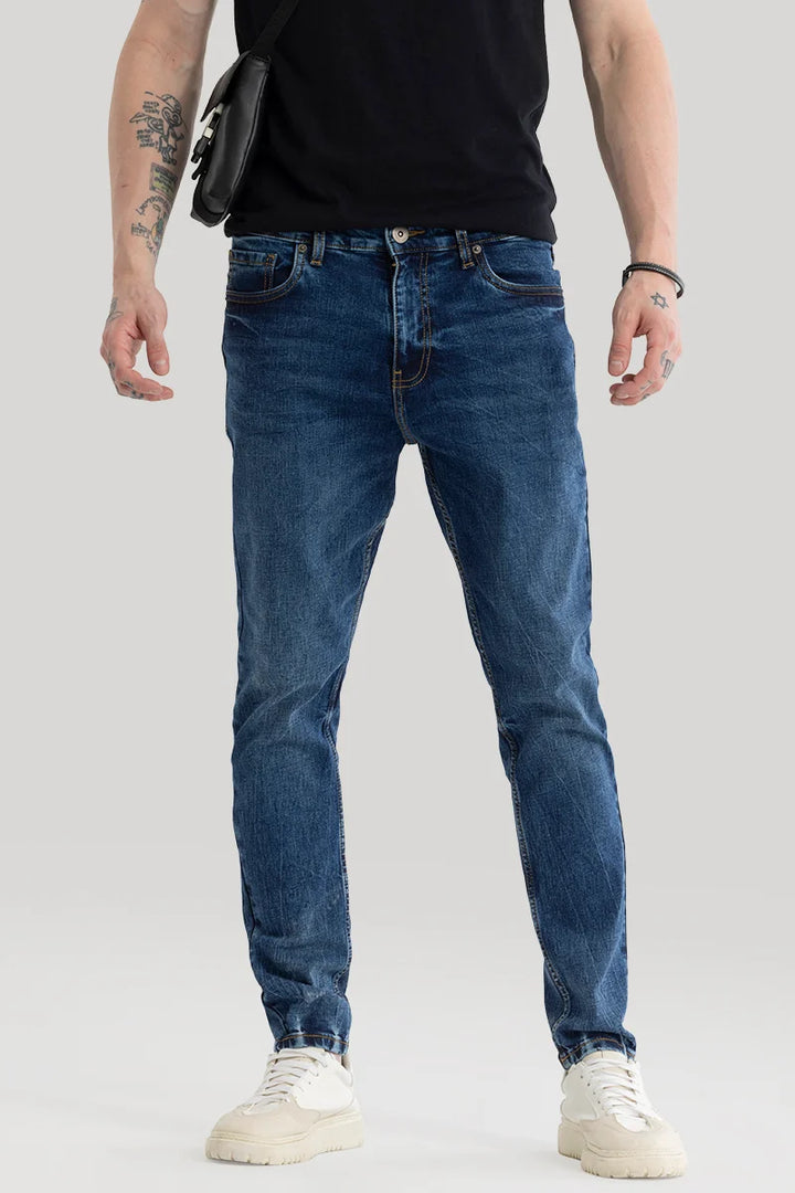 Phantom Washed Blue Plain Skinny Fit Jeans