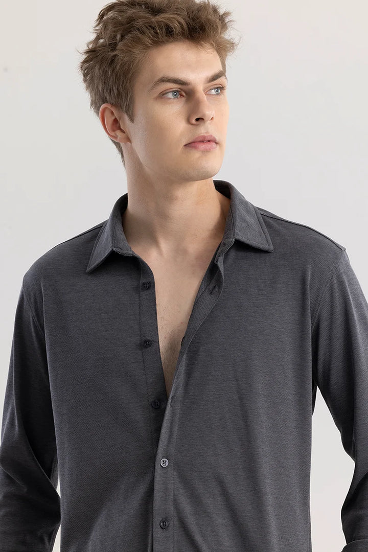 CollarEase Grey Plain Shirt