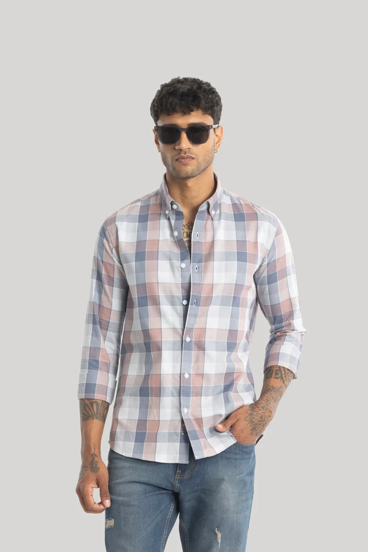 Ettore Greyish Blue Checks Shirt