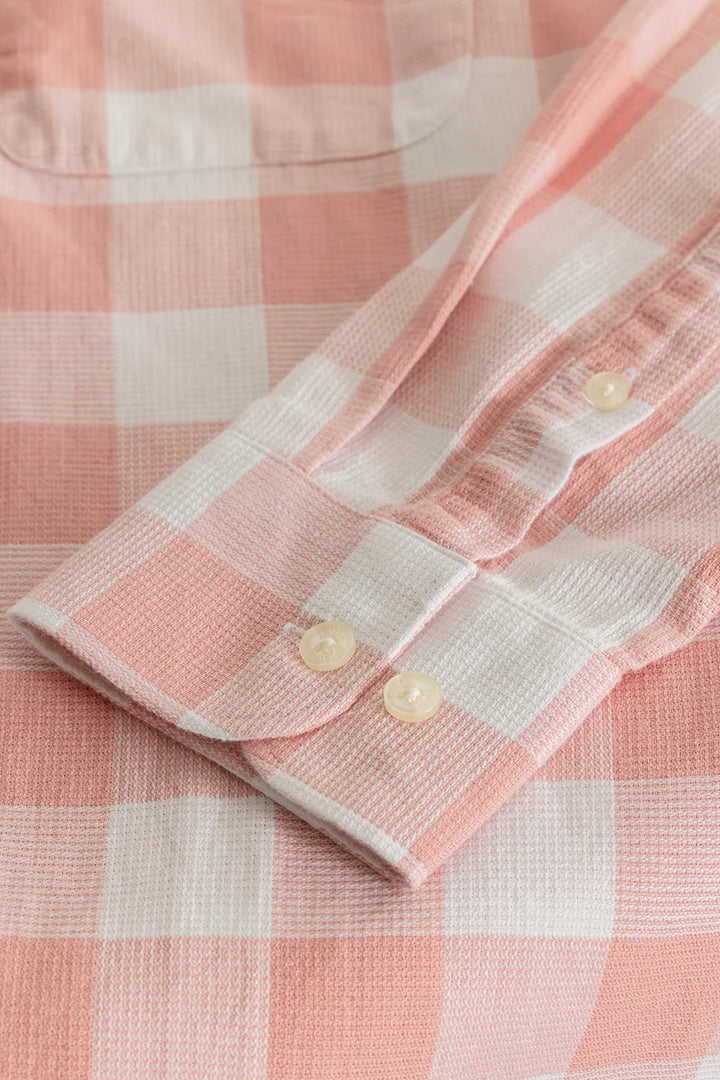 Prime Peach Checks Linen Shirt