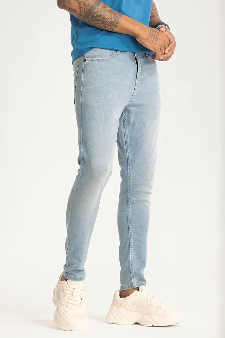 Light Blue Plain Skinny Fit Jeans