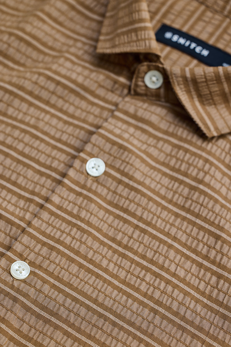 Tan Stripes Slim Fit Shirt