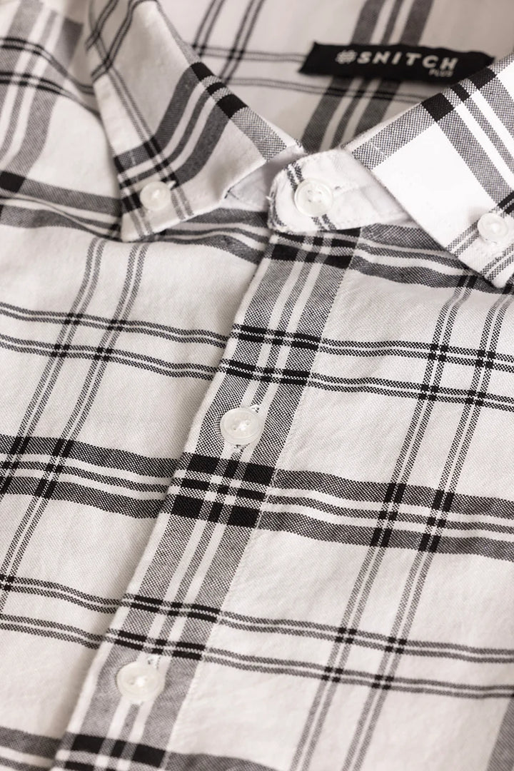 White Oxford Checks Plus Size Shirt