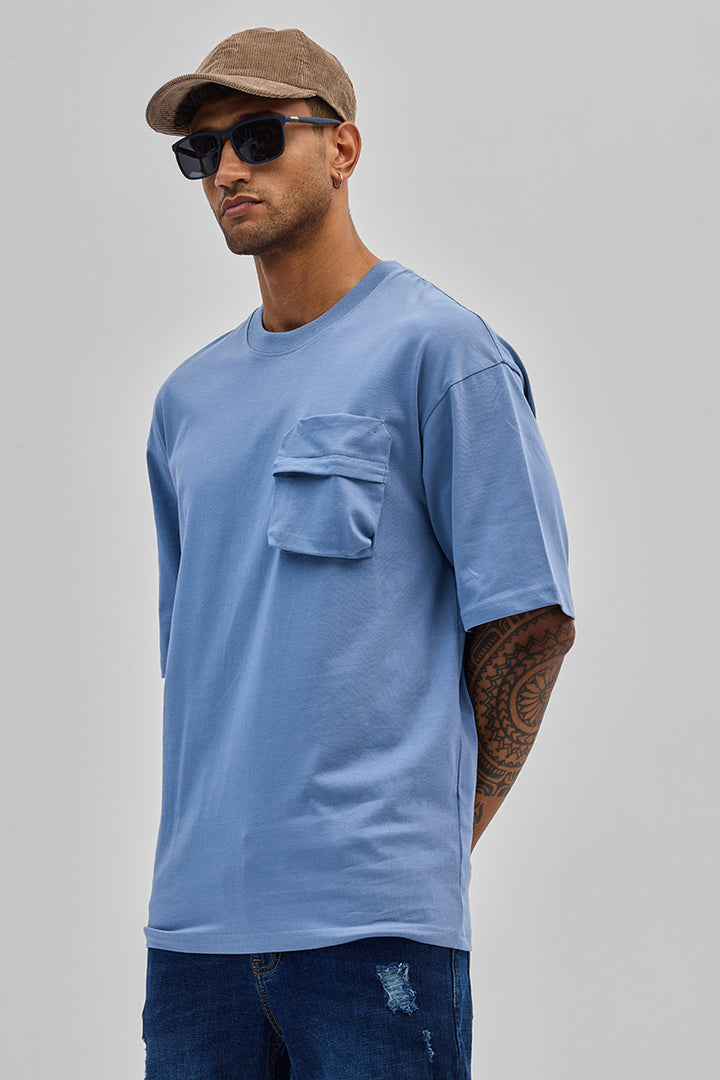 Blue Utility Pocket Oversized T-Shirt